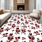 Stylized Branches Heart Botanical Motif Rug