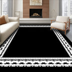 White Geometric Edged Frame Rug