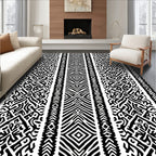 Tribal Black White Geometric Pattern Rug