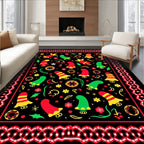 Whimsical Red Green Yellow Sock Collage Rug