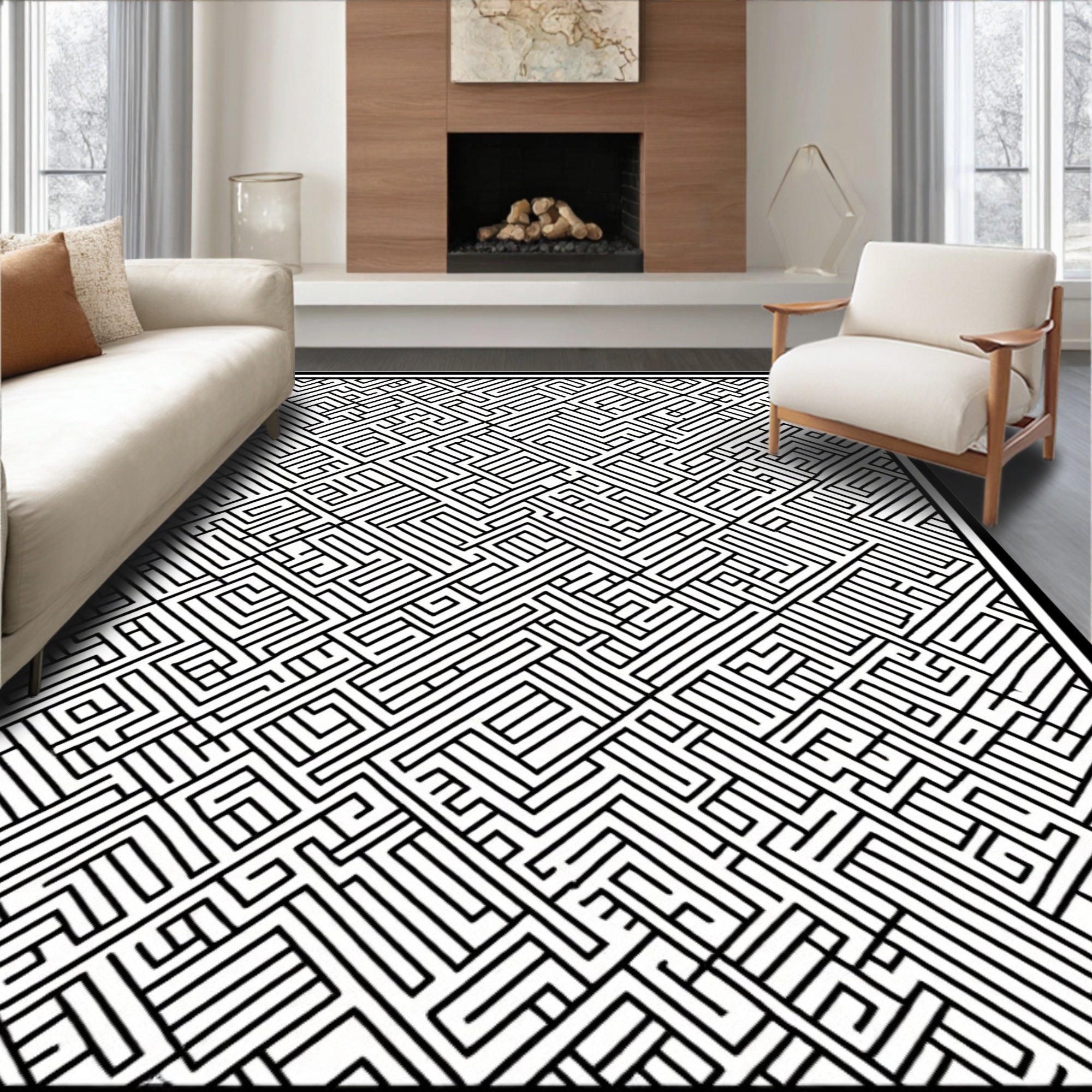 Intricate Labyrinth Pattern Rug