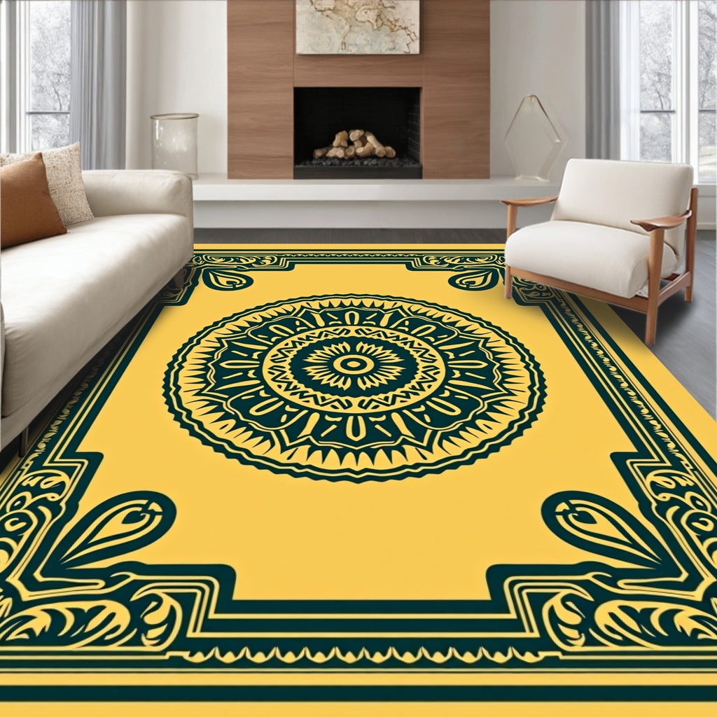 Ornamental Mandala Frame Pattern Rug