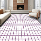 Purple Grid Geometric Lines Rug