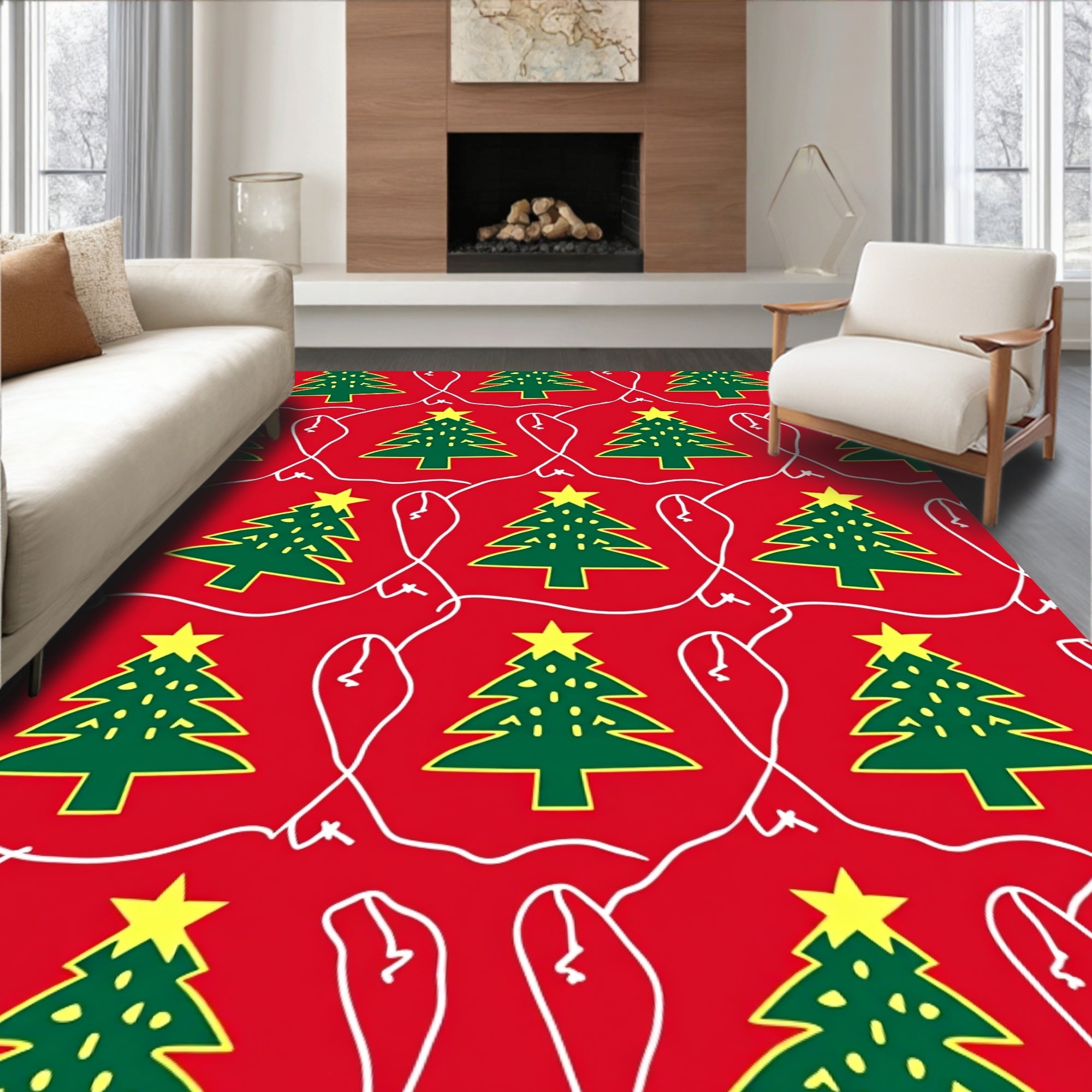Red Green Christmas Tree Computer Mouse Rug