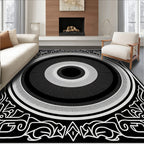 Monochromatic Concentric Circles Border Rug