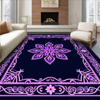 Intricate Floral And Geometric Border Design Rug