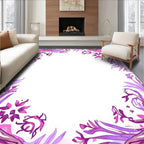 Abstract Floral Pink Purple Border Rug
