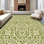 Ornate Line Art Leaf Pattern Rug