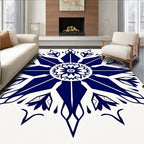Navy Blue Starburst Floral Medallion Rug