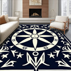 Vintage Compass Starburst Pattern Rug