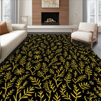 Golden Branches and Stars on Black Rug