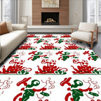 Crimson Green Abstract Swirl Medallion Rug