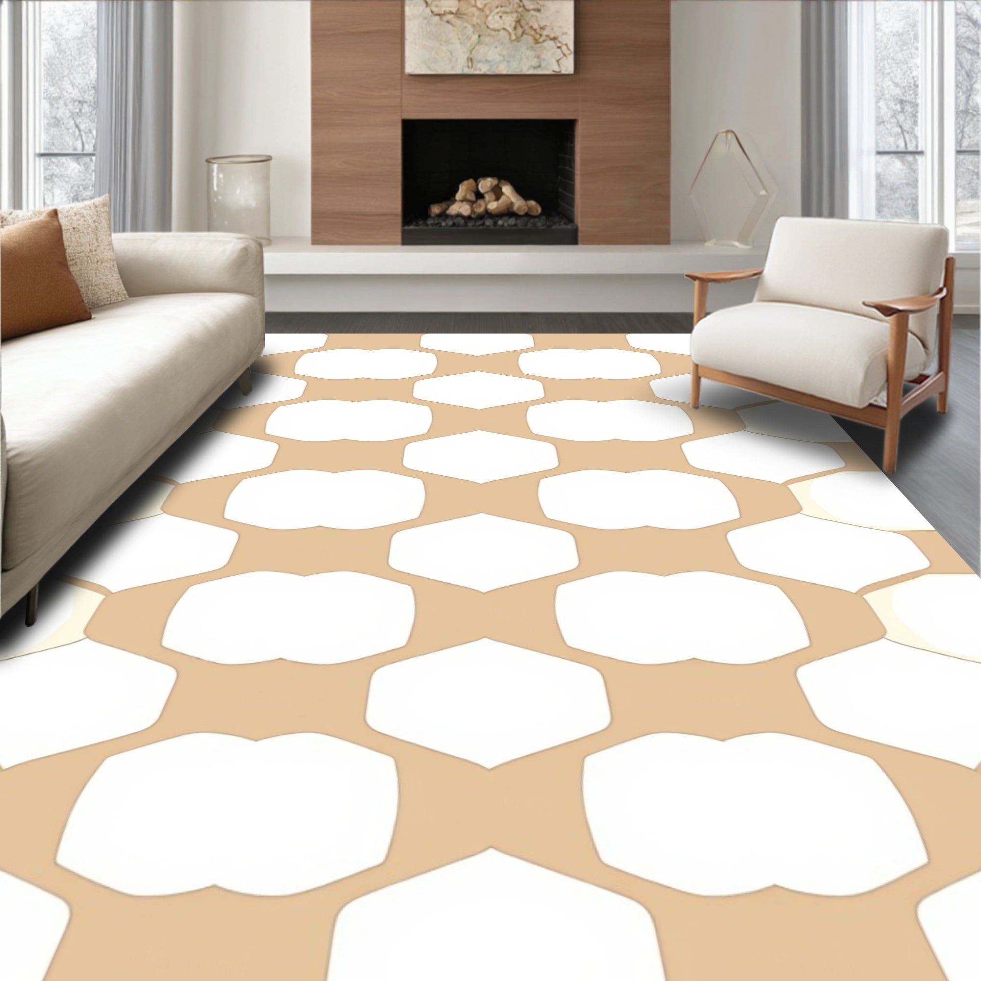 Modern Geometric Honeycomb Design Rug