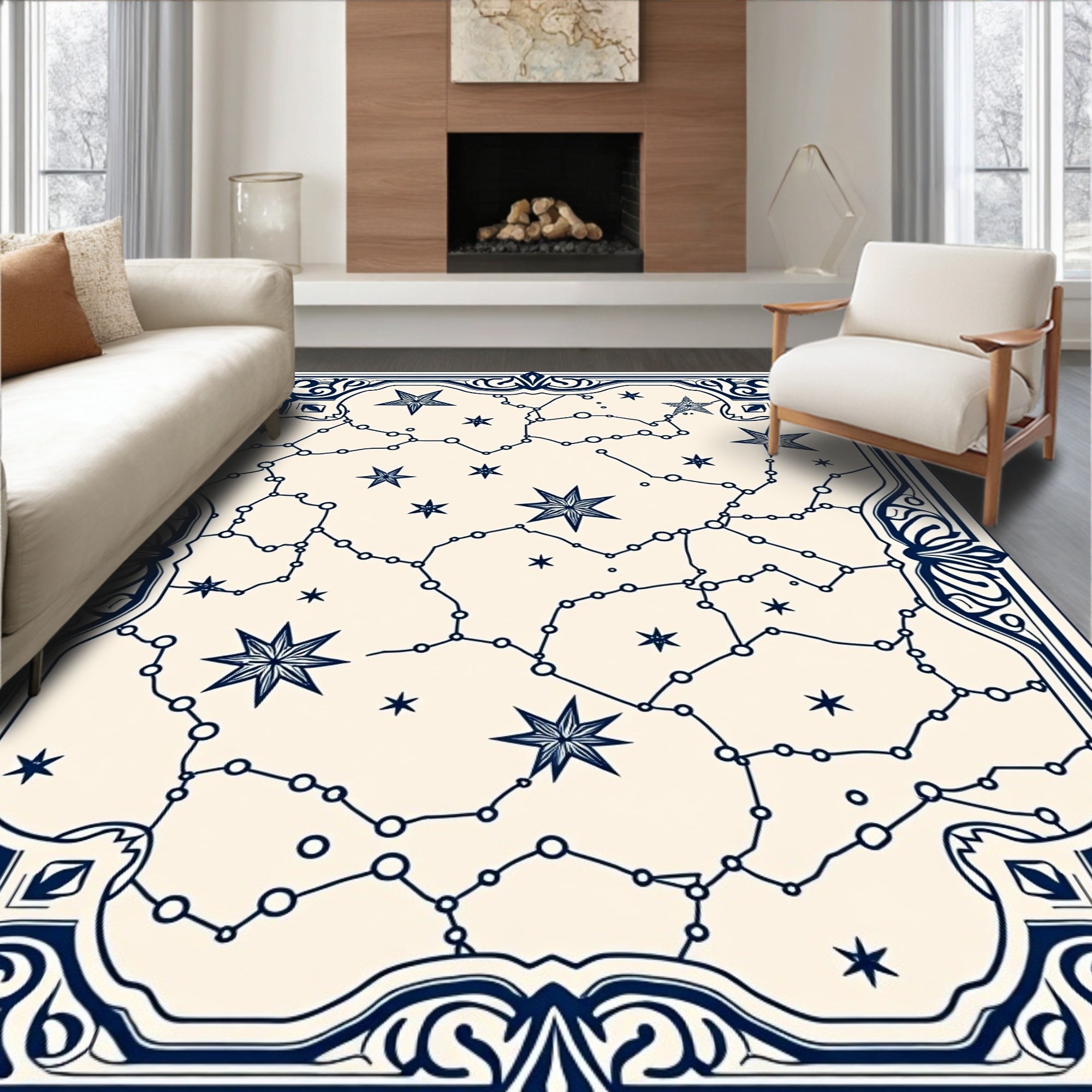 Cosmic Star Map Constellation Rug Design Rug