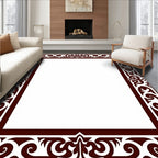 Intricate Brown Tonal Filigree Border Design Rug