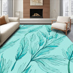 Elegant Teal Feather Pattern Design Rug