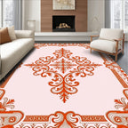 Ornate Red Swirls Filigree Pattern Rug