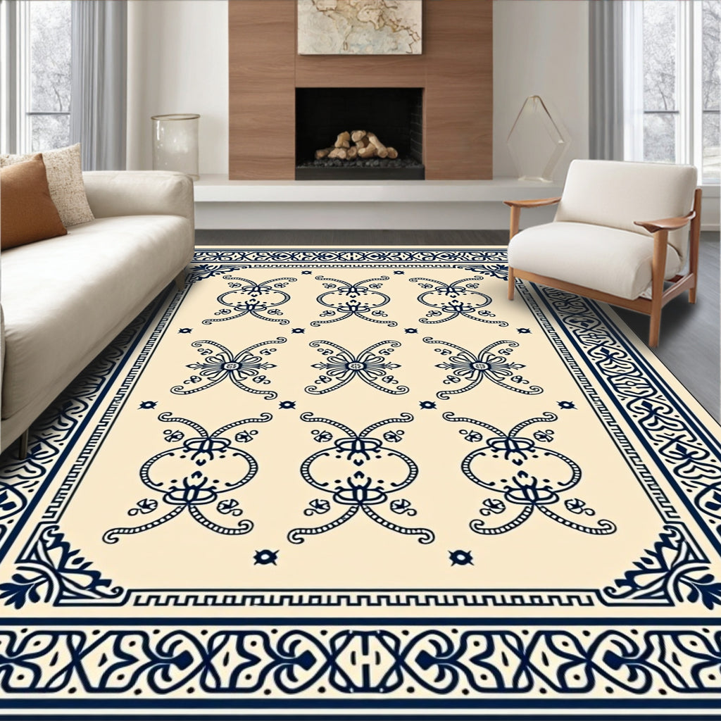 Ornate Floral Symmetry Pattern Design Rug