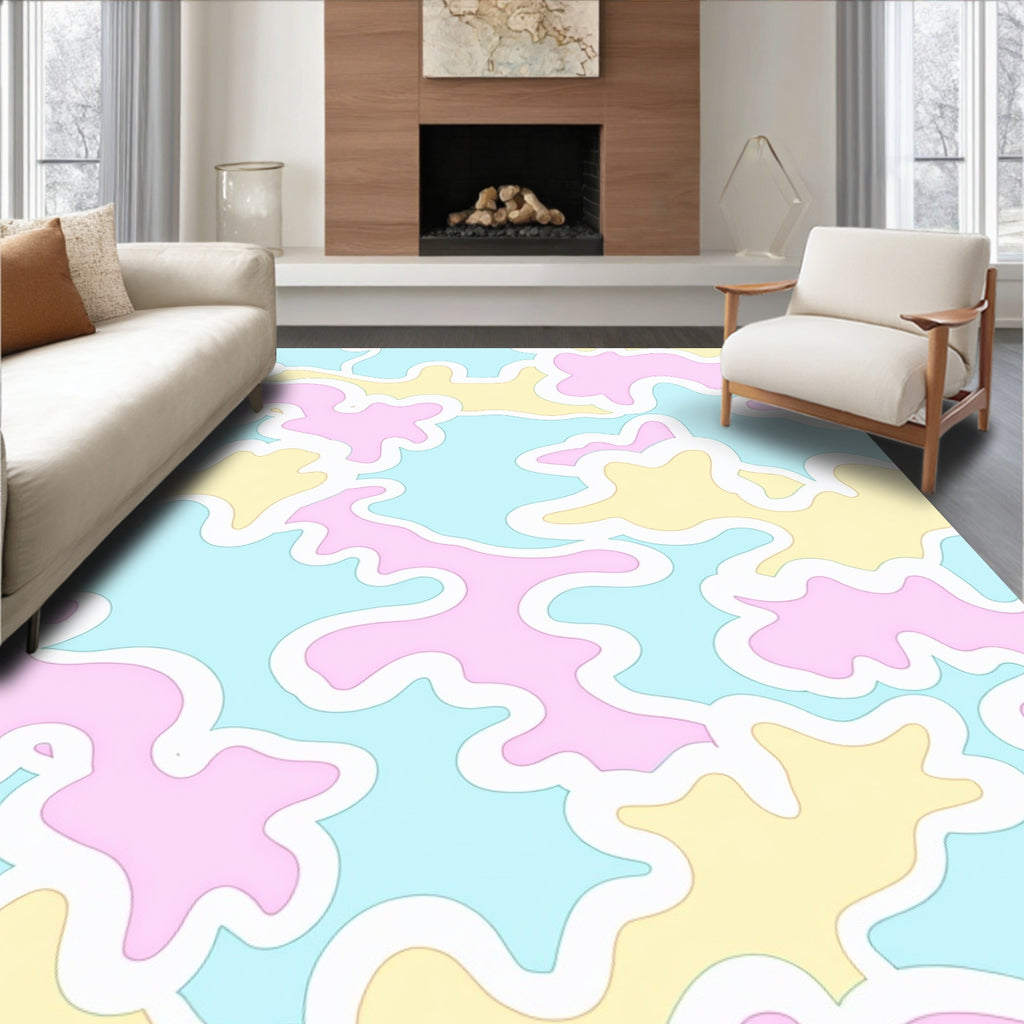 Abstract Pastel Blob Pattern Rug
