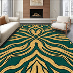 Ornate Teal Gold Abstract Pattern Rug