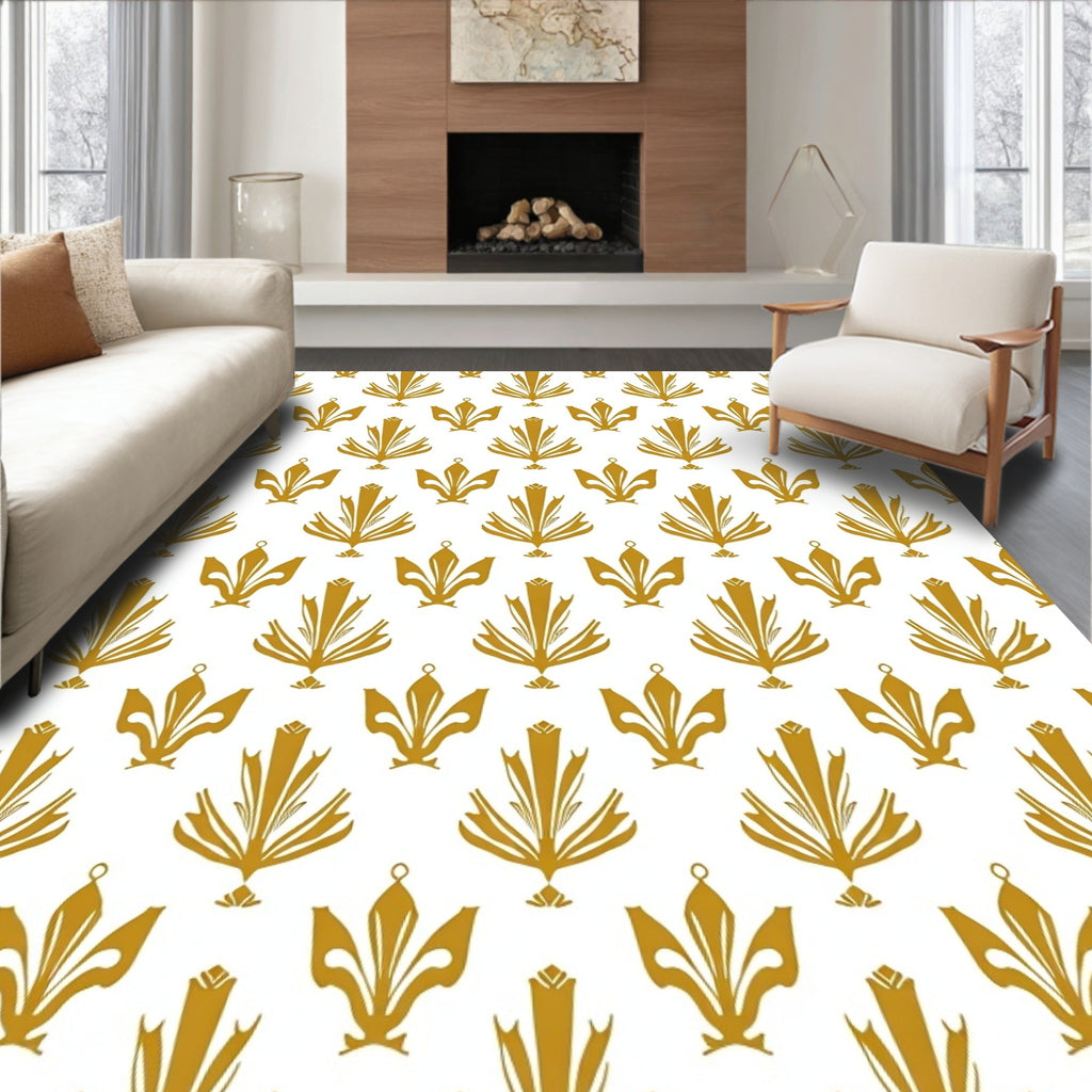Gold Art Deco Fan Pattern Rug