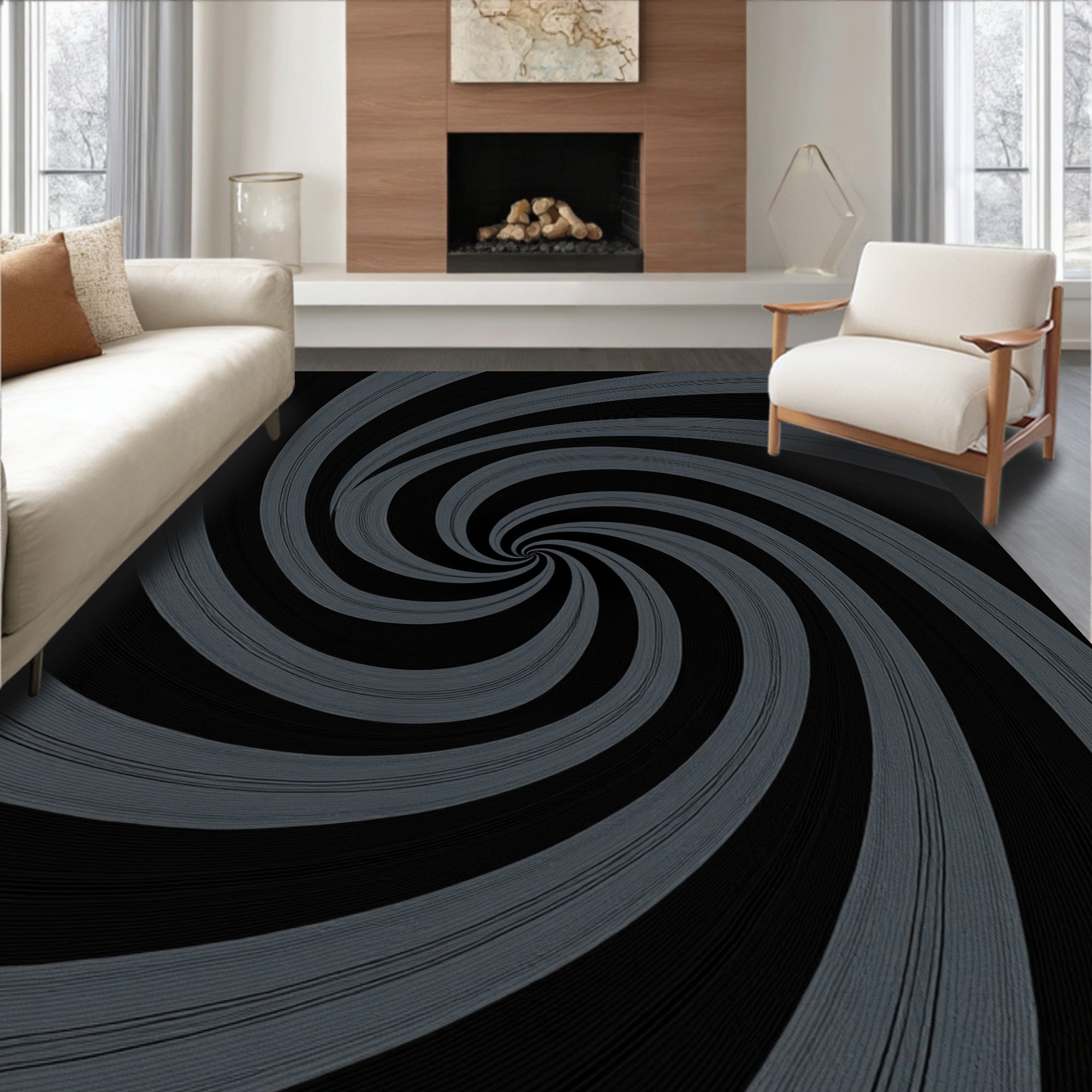 Op Art Swirl Design Rug