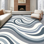 Abstract Blue Grey Wave Pattern Rug