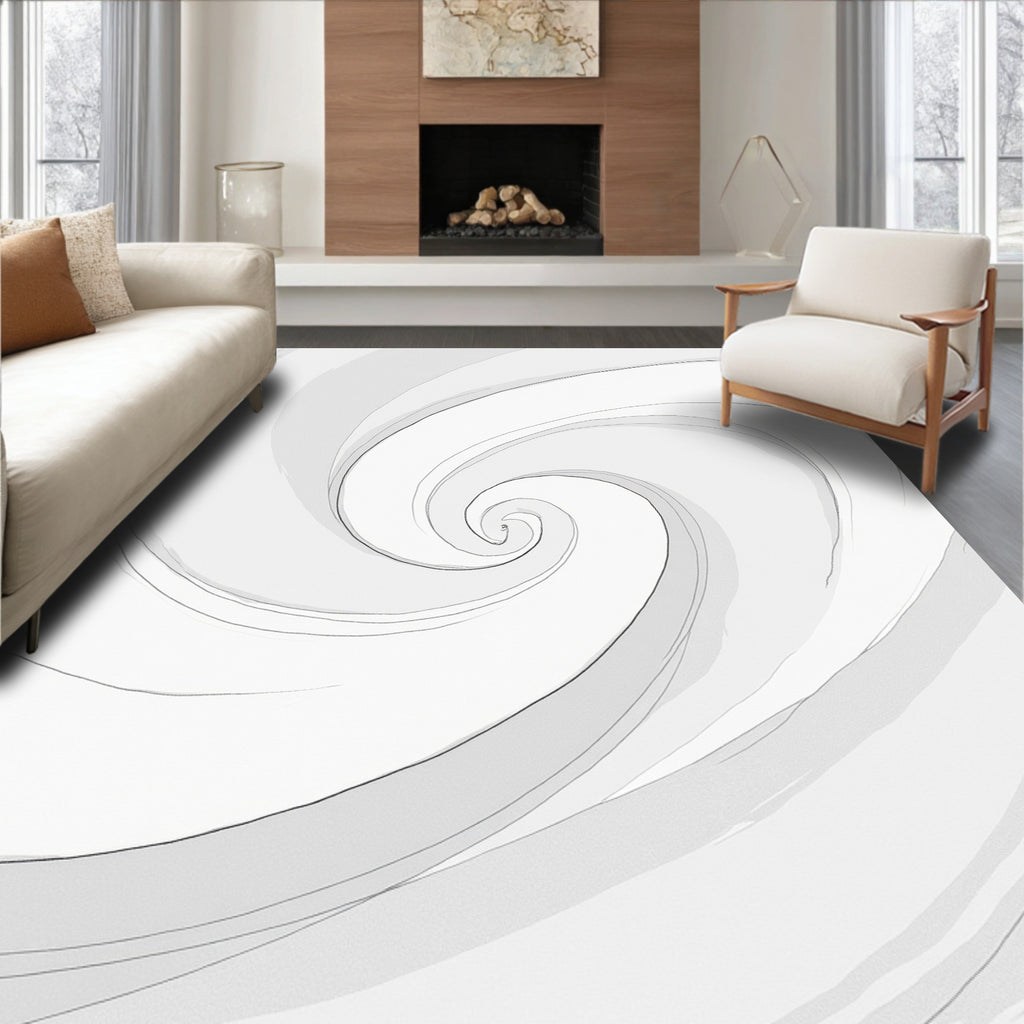 Abstract Swirl Monochrome Pattern Rug