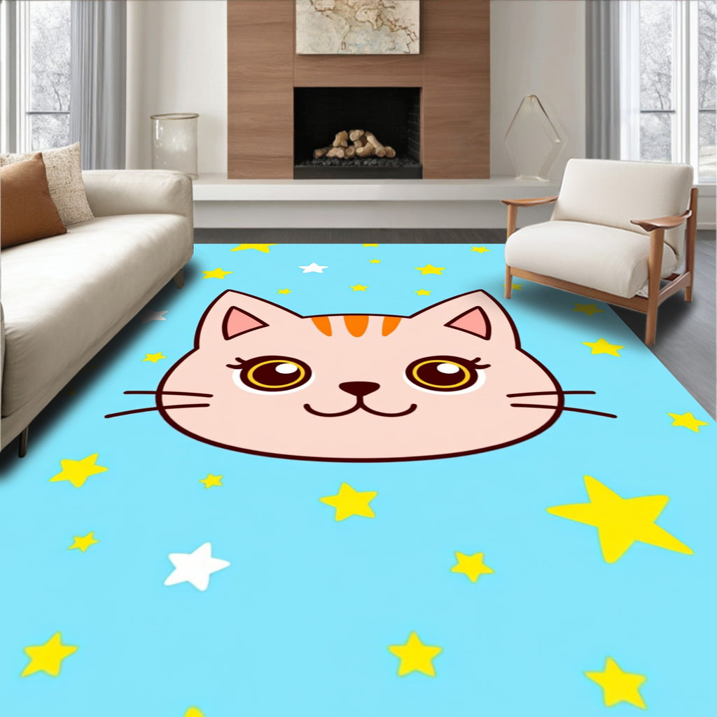 Cute Kitty Star Pattern Rug