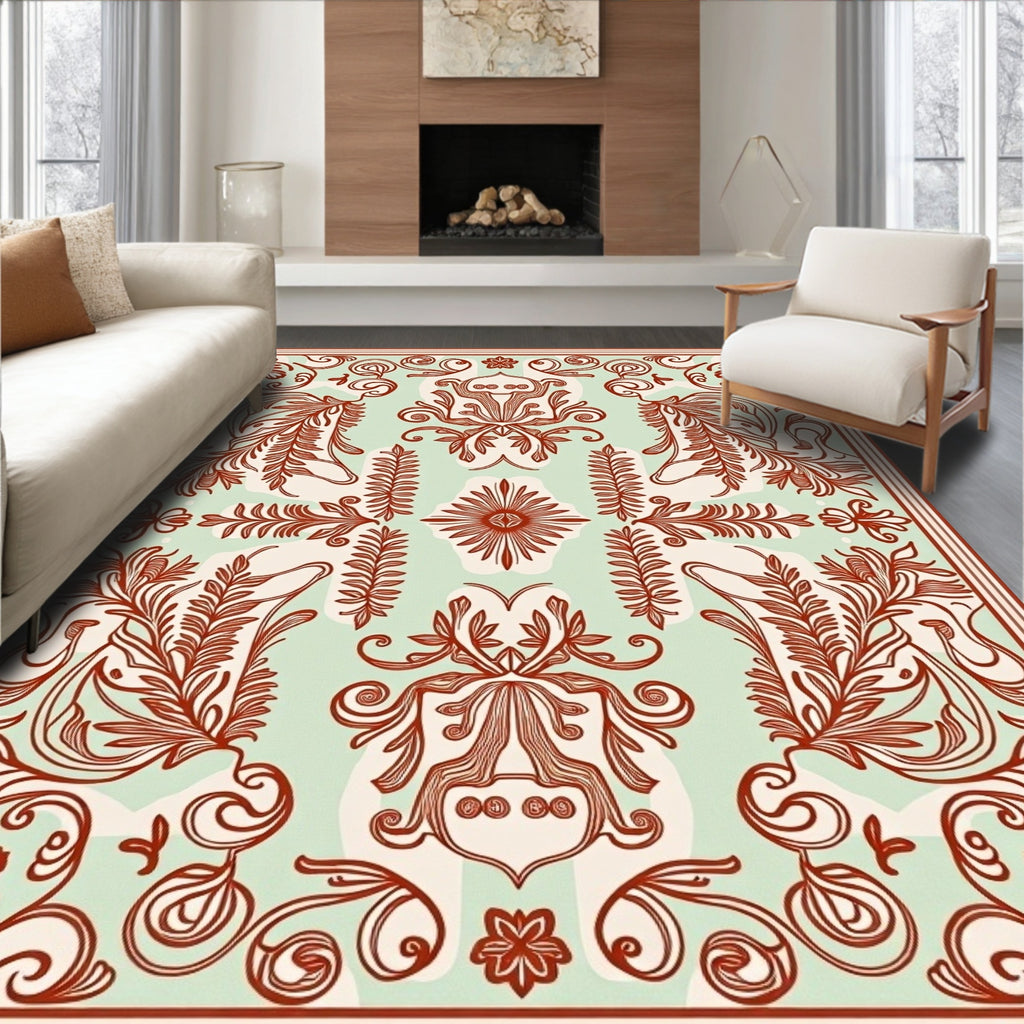 Vintage Floral Scrollwork Pattern Rug