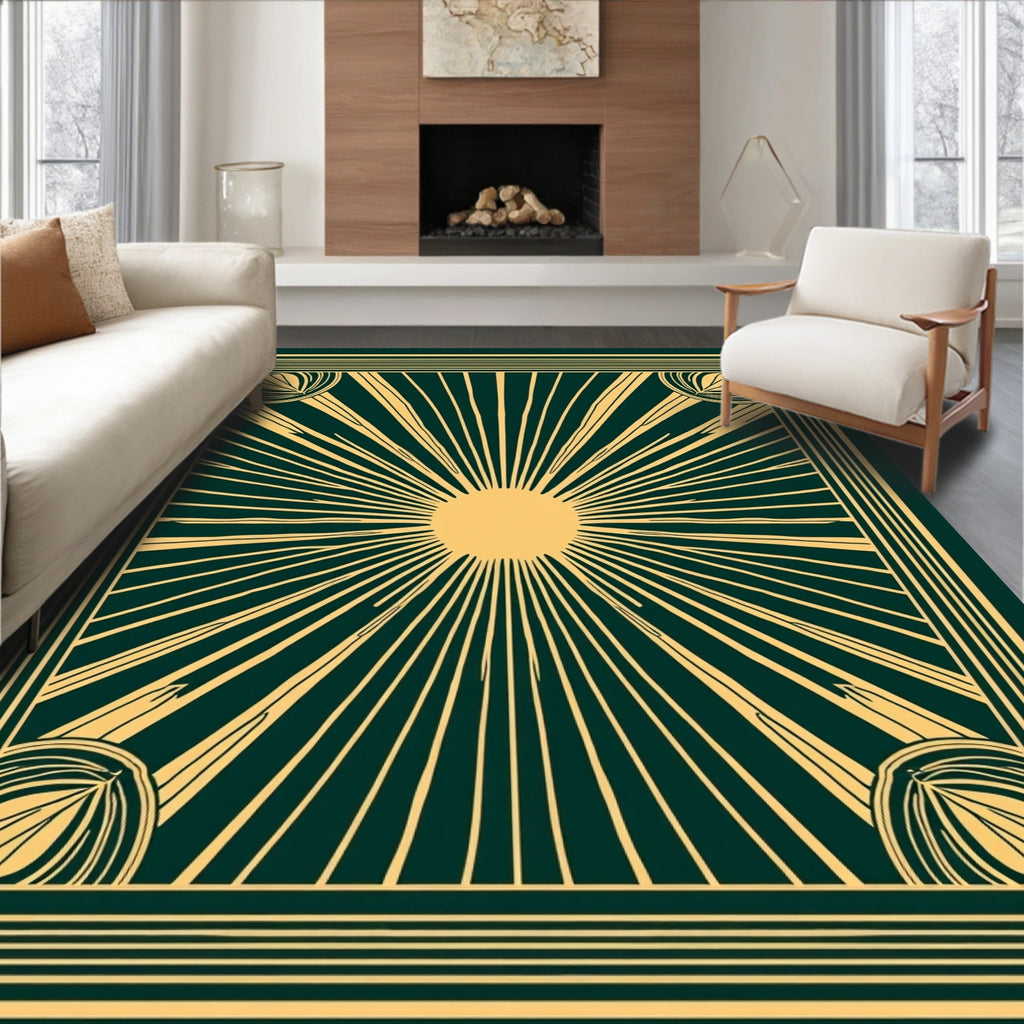 Radiant Sunburst Geometric Pattern Rug