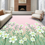 Delicate White Flower Garden Pattern Rug