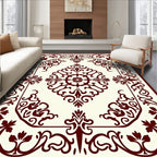 Maroon Floral Inlay Pattern Rug