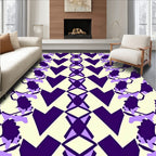 Geometric Abstract Purple Cream Pattern Rug