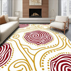 Red Swirls With Gold Flourish Pattern Rug