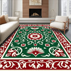 Intricate Floral Border And Centerpiece Design Rug