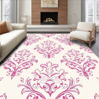 Elegant Pink Floral Damask Pattern Rug