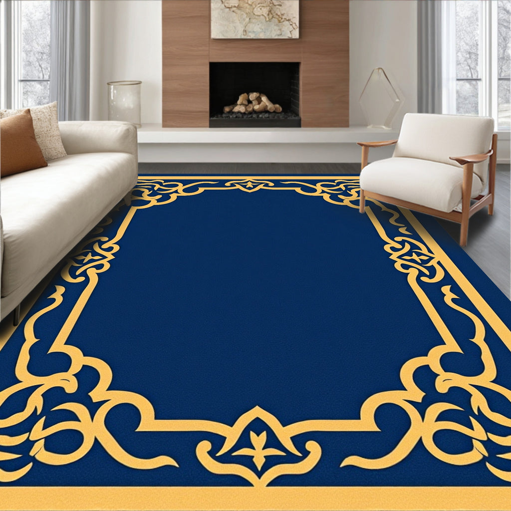 Gold Ornate Border Design Rug