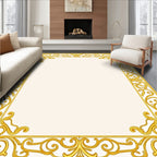 Ornate Gold Flourish Border Design Rug