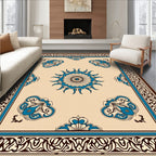 Intricate Floral Motif Traditional Geometric Design Rug