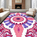 Vibrant Pink Purple Floral Mandala Design Rug